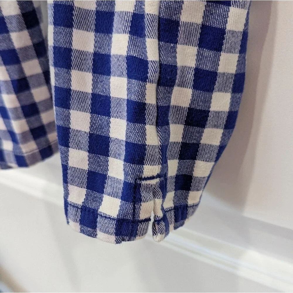 Mini Boden Blue White Gingham Checkered Capri Pants Shorts Kids Girls Size 6